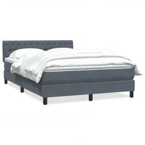vidaXL Posteľný rám boxspring s matracom tmavosivý 140x220 cm zamat