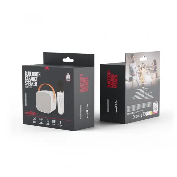 Maxlife MXKS-100 Bluetooth Karaoke mikrofón + reproduktor, biely