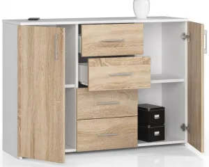 Ak furniture Komoda Torvi K 110,4 cm biela/dub sonoma