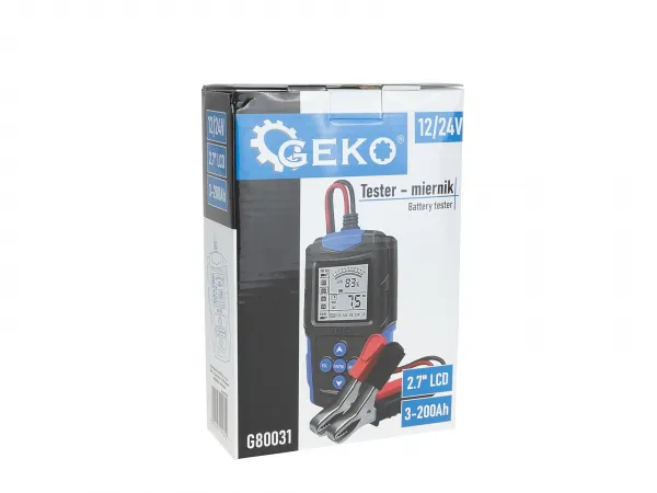 Geko Tester voltmeter, 12/24V 3Ah-200Ah tester batérií LCD