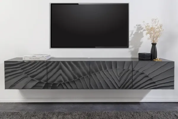 LuxD Dizajnový závesný TV stolík Shayla 200 cm čierne mango