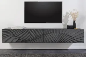 LuxD Dizajnový závesný TV stolík Shayla 200 cm čierne mango