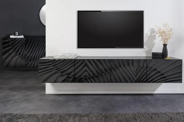 LuxD Dizajnový závesný TV stolík Shayla 200 cm čierne mango