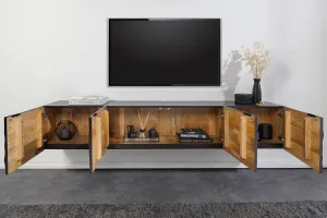 LuxD Dizajnový závesný TV stolík Shayla 200 cm čierne mango