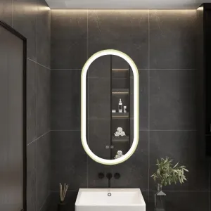 Tutumi Oválné dotykové zrcadlo s LED osvětlením OVL I. 50x100 cm zlaté