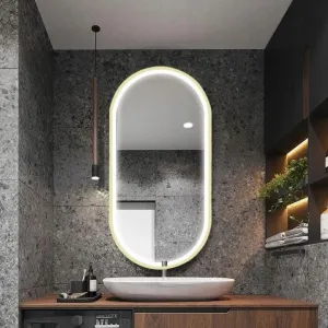 Tutumi Oválné dotykové zrcadlo s LED osvětlením OVL I. 50x100 cm zlaté