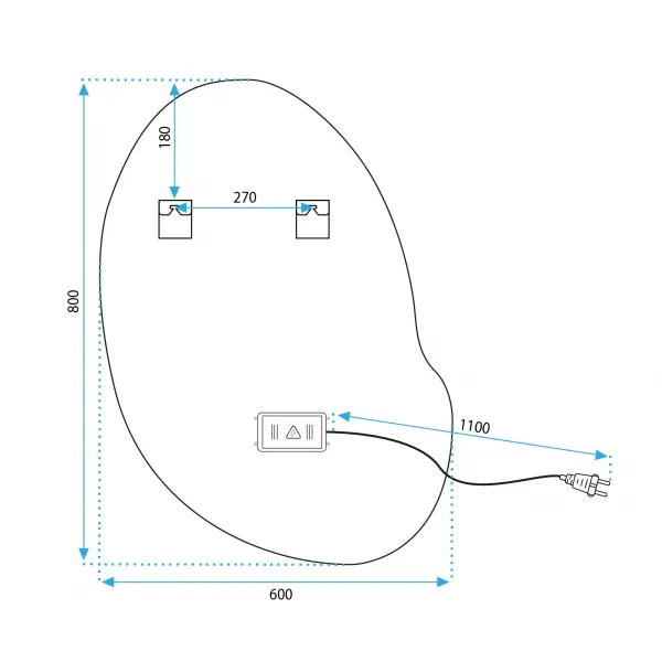 Tutumi Dekorativní dotykové zrcadlo s LED osvětlením CLOUD C 60x80 cm