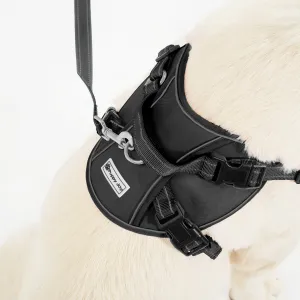 PuppyJoy Súprava postroja a vodítka pre psov YIKS veľ. L čierna