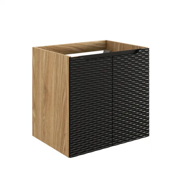 Comad Závesná skrinka Ocean so zápustným umývadlom 90 cm čierna/dub olejovaný
