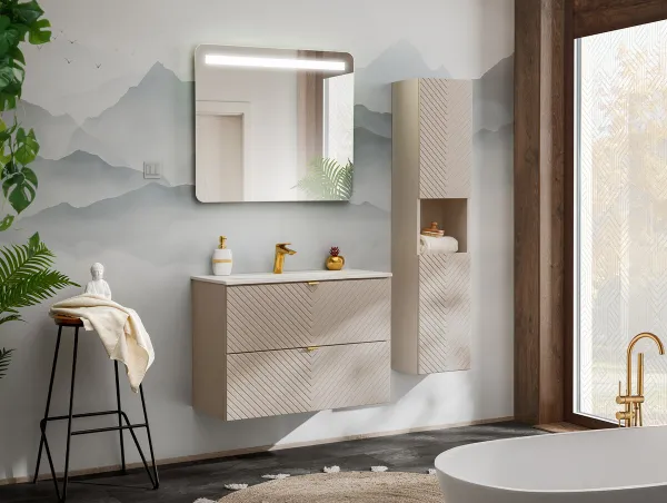 Comad Závesná skrinka pod umývadlo Viva Cashmere s doskou 80 cm kašmír