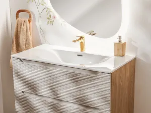 Comad Závesná skrinka Ocean so zápustným umývadlom 70 cm béžová/dub olejovaný