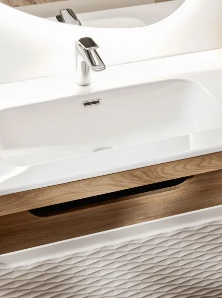 Comad Závesná skrinka Ocean so zápustným umývadlom 70 cm béžová/dub olejovaný