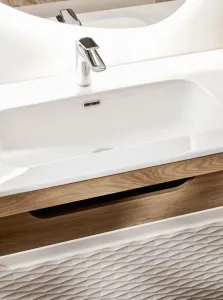 Comad Závesná skrinka Ocean so zápustným umývadlom 70 cm béžová/dub olejovaný