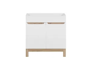 Comad Skrinka pod umývadlo Bali so zápustným umývadlom 60 cm biela/dub wotan