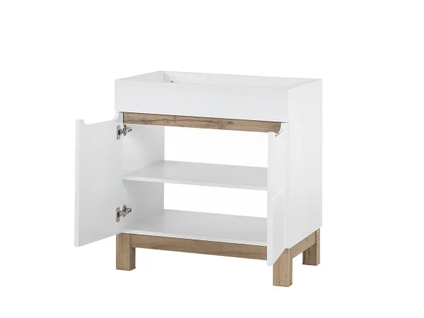Comad Skrinka pod umývadlo Bali so zápustným umývadlom 60 cm biela/dub wotan