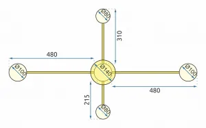 TooLight Stropné svietidlo Elegant Štyri LED zlaté