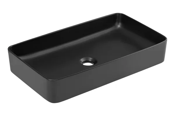 Comad Súprava keramického umývadla na dosku a výpuste Slim 60 cm čierna