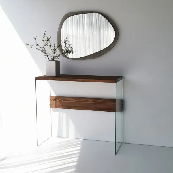 Hanah Home Dekorativní nástěnné zrcadlo Aqua 75x55 cm bronzové