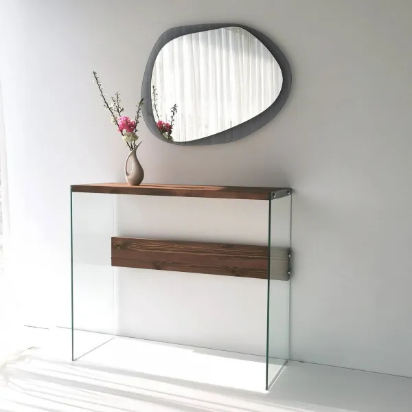 Hanah Home Dekoratívne nástenné zrkadlo Aqua 75x55 cm sivé
