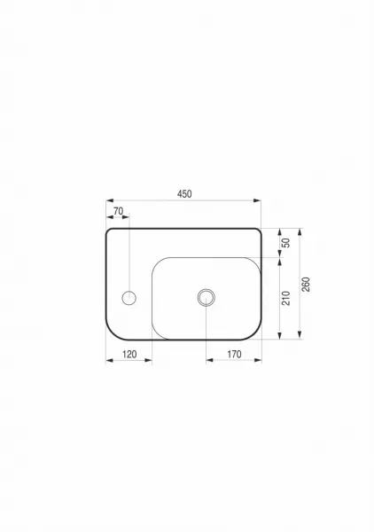 HOPA - Umývadielko PICCOLO GRANDE 45 x 26 x 15,5 cm - umývadielko prevedenie - Ľavé OLKLT5117L