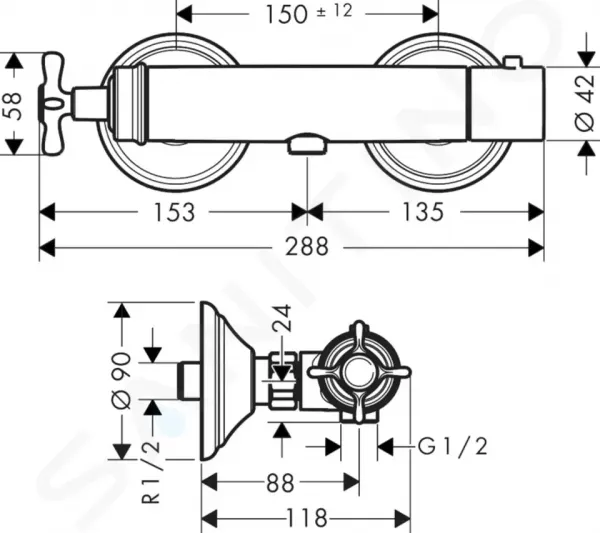 Axor Montreux - Sprchový termostat na omietku, chróm 16261000