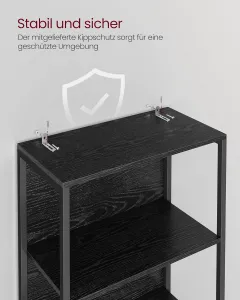 VASAGLE Regál s LED osvetlením políc 60 x 179 x 30 cm čierny