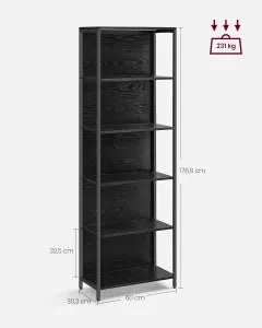 VASAGLE Regál s LED osvetlením políc 60 x 179 x 30 cm čierny