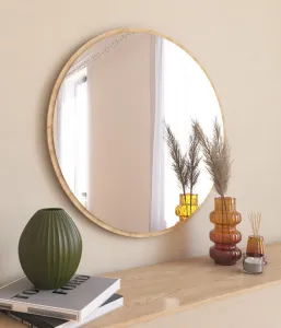 Kalune Design Kulaté nástěnné zrcadlo Ozze 60 cm hnědé