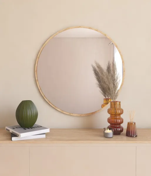 Kalune Design Kulaté nástěnné zrcadlo Ozze 60 cm hnědé