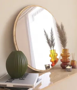 Kalune Design Kulaté nástěnné zrcadlo Ozze 60 cm hnědé