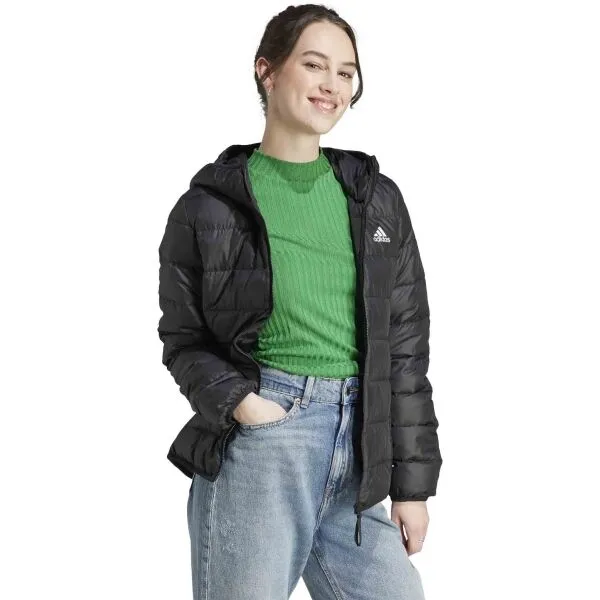 adidas ESSENTIALS  MIDWEIGHT DOWN HOODED Dámska bunda, čierna, veľkosť