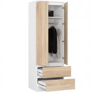 Ak furniture Šatníková skriňa Star 60 cm biela/dub sonoma