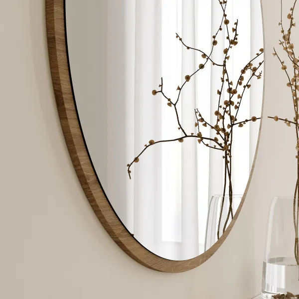 Hanah Home Kulaté nástěnné zrcadlo Ayna 60 cm ořech