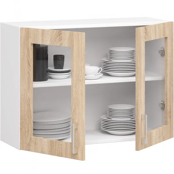 Ak furniture Kuchynská závesná skrinka ARTUS LIMA W80 H580 biela/dub sonoma