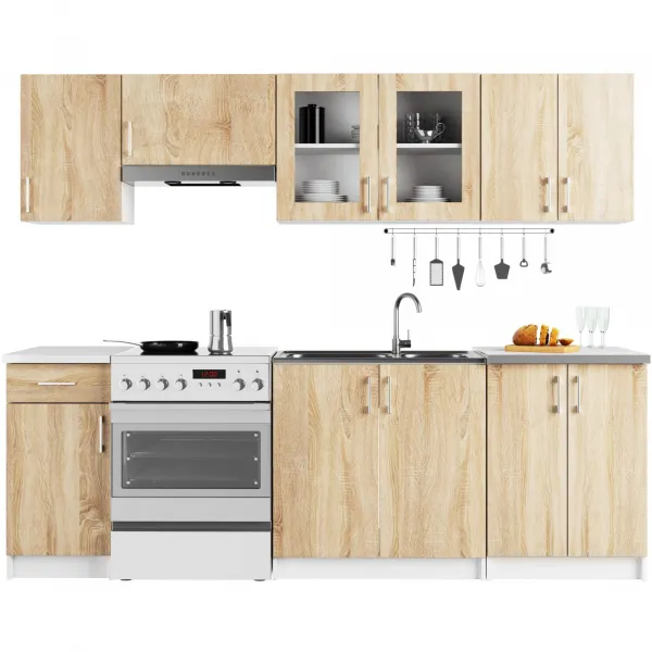 Ak furniture Kuchynská závesná skrinka ARTUS LIMA W80 H580 biela/dub sonoma