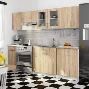 Ak furniture Kuchyňská linka Olivie 2,4 m prosklená bílá/dub sonoma