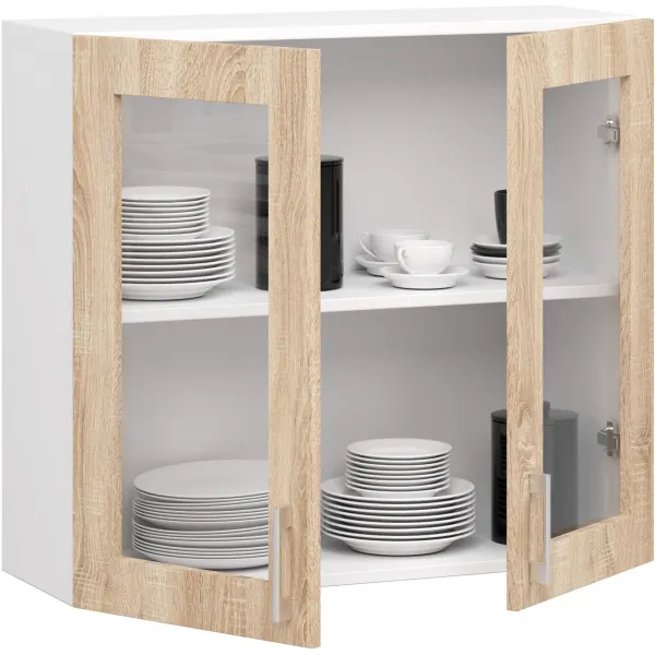 Ak furniture Kuchyňská závěsná skříňka ARTUS LIMA W80 H720 bílá/dub sonoma