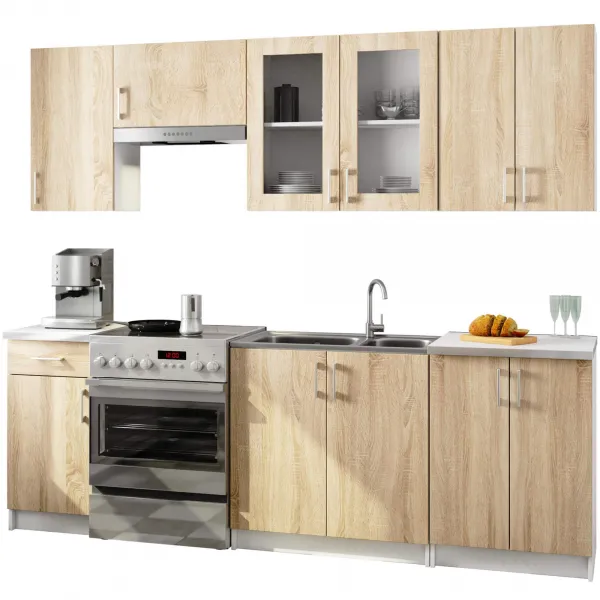 Ak furniture Kuchyňská závěsná skříňka ARTUS LIMA W80 H720 bílá/dub sonoma