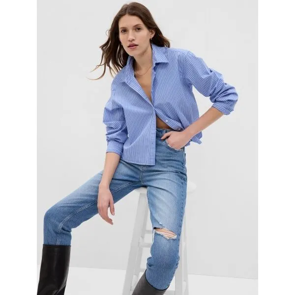 GAP LS CROPPED POPLIN Dámska košeľa, svetlomodrá, veľkosť