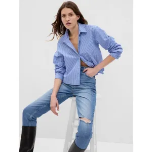 GAP LS CROPPED POPLIN Dámska košeľa, svetlomodrá, veľkosť