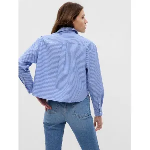GAP LS CROPPED POPLIN Dámska košeľa, svetlomodrá, veľkosť