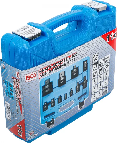 BGS Technics Sada rázových adaptérov a guľových kĺbov  6,3 mm (1/4") - 25 mm (1")  11-dielna