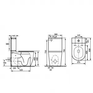 SAPHO - INFINITY RIMLESS WC kombi misa s nádržkou, spodný/zadný odpad, biela PC105WR
