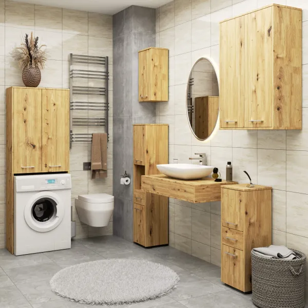 Ak furniture Závěsná koupelnová skříňka Fin W64 64 cm dub artisan