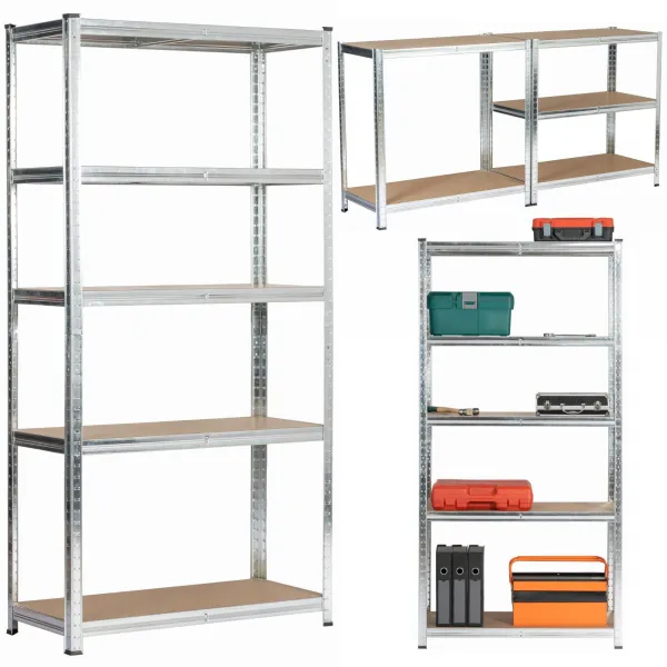 Ak furniture Kovový regál REGMET 90x40x180 cm stříbrný