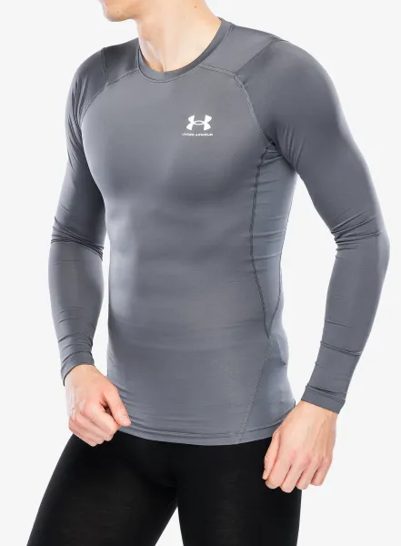Mikina Under Armour HeatGear Long Sleeve - castlerock/white