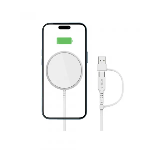 Tech-Protect A44 MagSafe bezdrôtová nabíjačka 15W, biela
