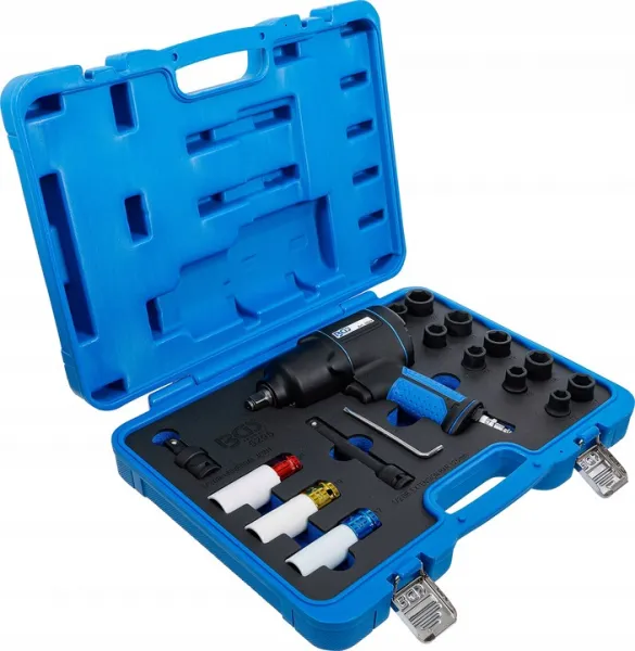 BGS Technics Sada pneumatického rázového uťahováku 1200 Nm 1/2" a nadstavcov - 16 dielna