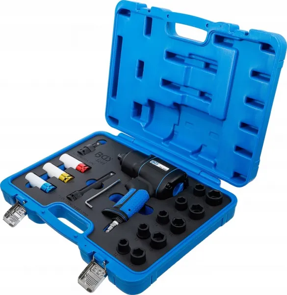 BGS Technics Sada pneumatického rázového uťahováku 1200 Nm 1/2" a nadstavcov - 16 dielna
