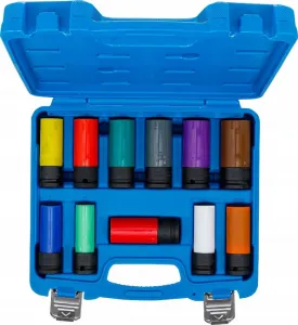 BGS Technics Sada nástrčných hlavíc | 12,5 mm (1/2") | 15 - 27 mm a špeciálne skrutky pre kolesá | 11-dielna